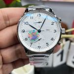 IWC Portugieser Chronograph Real Picture White Face Silver Stainless Steel Strap Watch